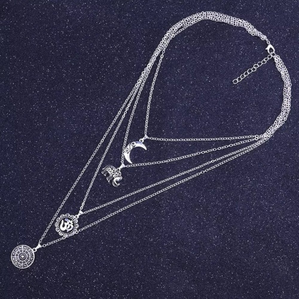 💎✨ Boho 🐘 Layered 🌙 Necklace - Picture 3 of 4